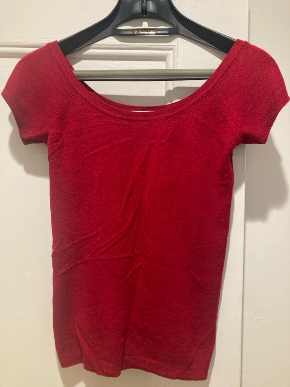 GAP Red Scoop Neck Short Sleeve Knit Top
